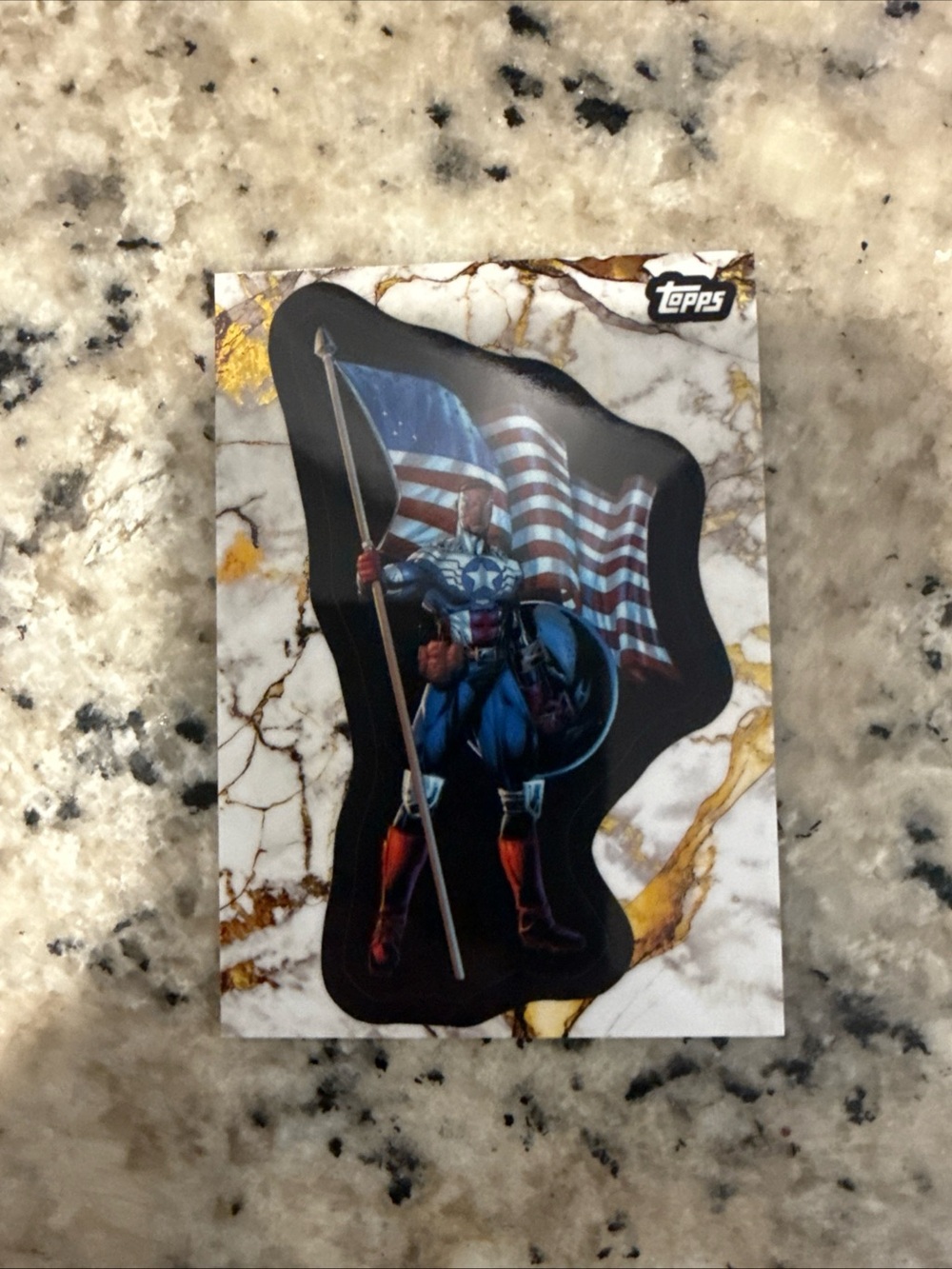 Topps Captain America Card - Blue, Red, White with Gold Accents